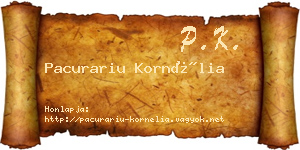 Pacurariu Kornélia névjegykártya